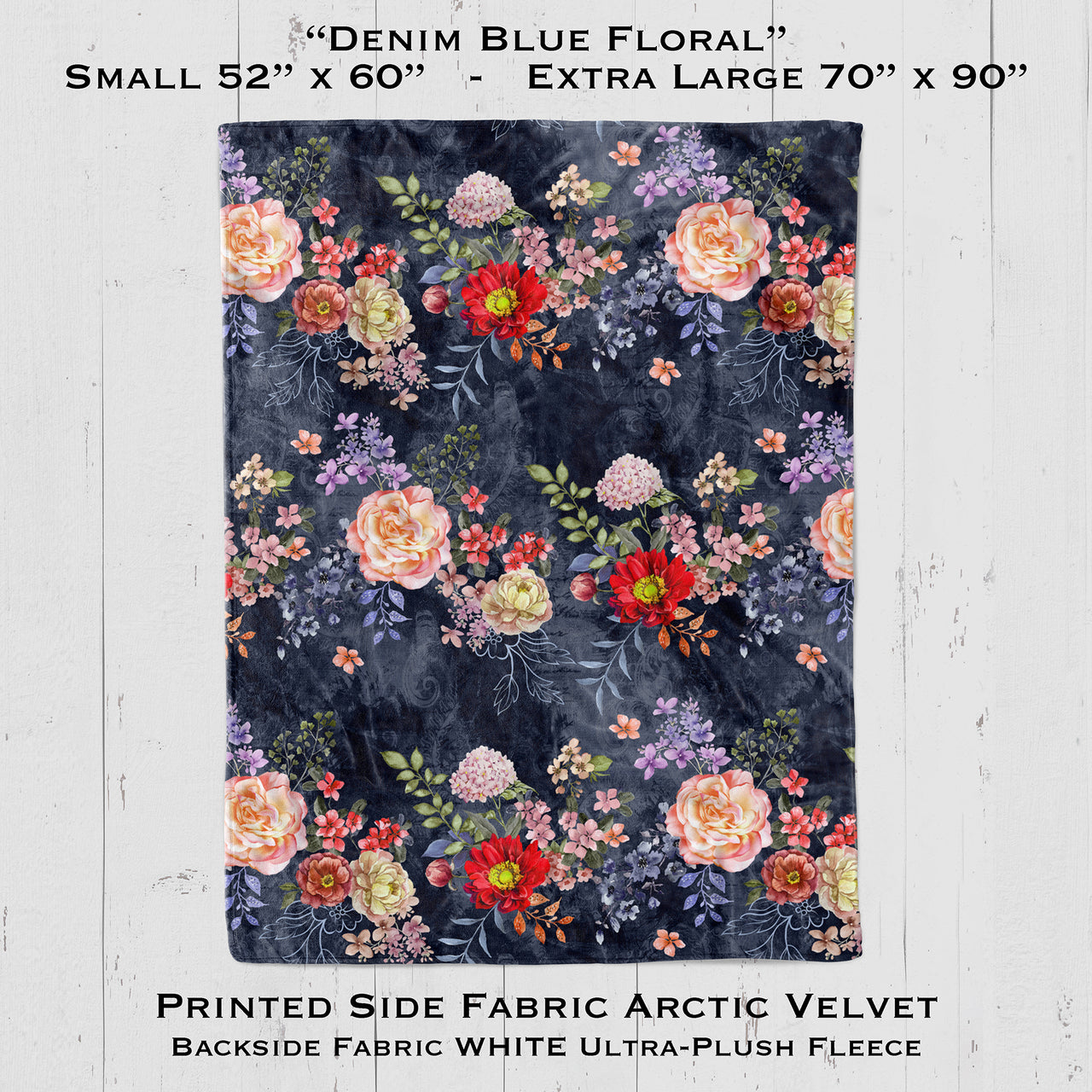 Denim Blue Floral - Blanket
